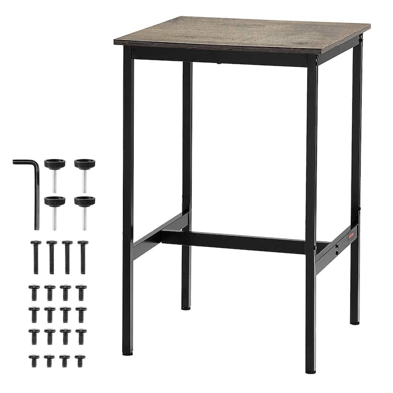 36" Tall Bar Height Pub Table with Square Wooden Top and Metal Frame Ideal for Home and Restaurant - 24”L x 24”W x 36”H