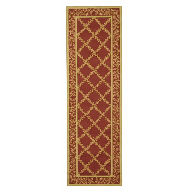 SAFAVIEH Handmade Chelsea Kimber Trellis French Country Wool Rug - 2'6" x 10' Runner - Rust/Gold - Runner