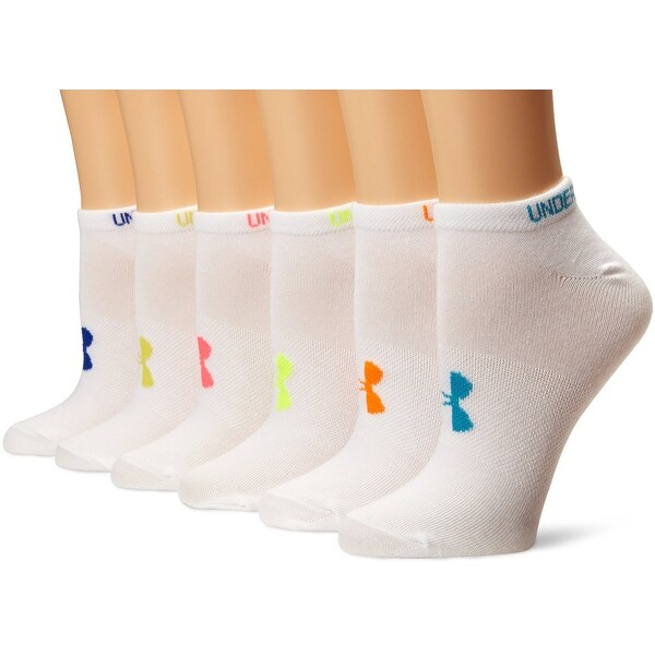 Under Armour Women's Liner No Show Socks (6 Pair), White/Assorted Colors, Medium