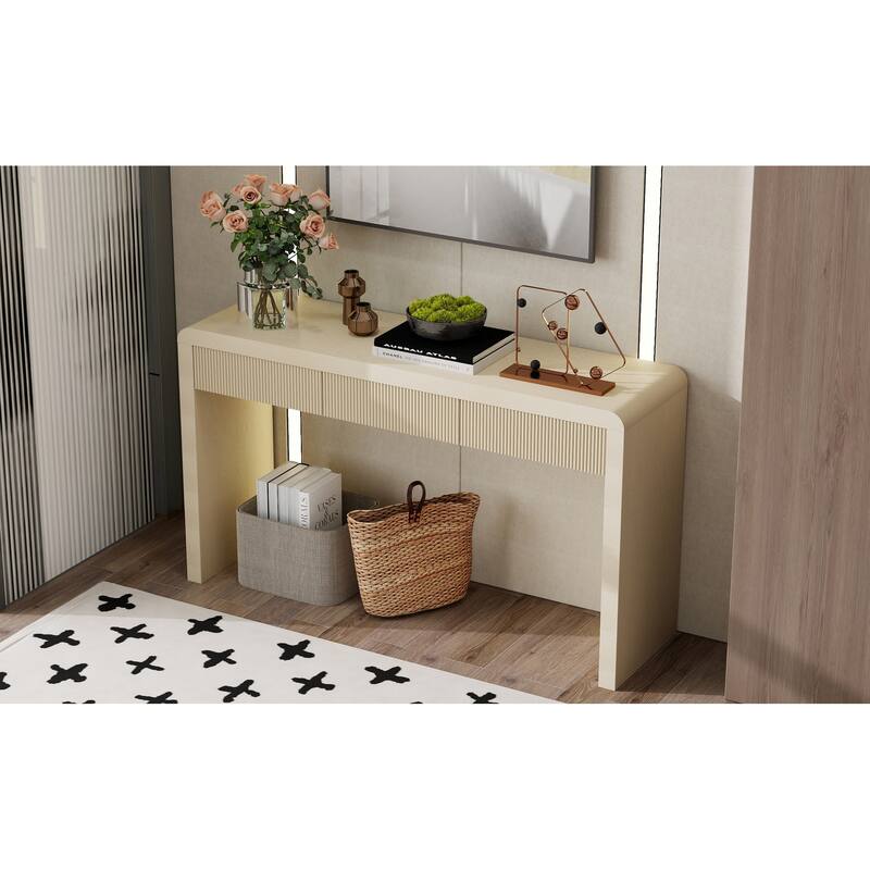 Rustic Console Table with 3 Fluted Drawers