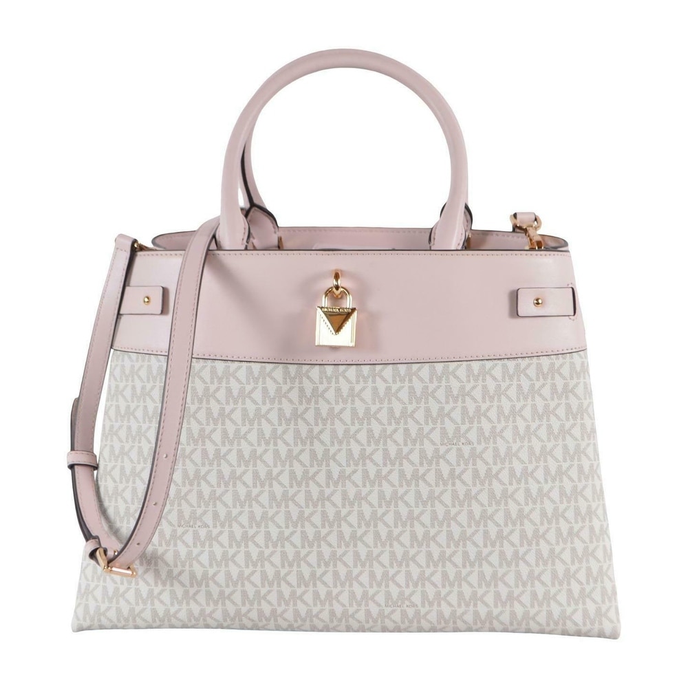white and pink michael kors purse