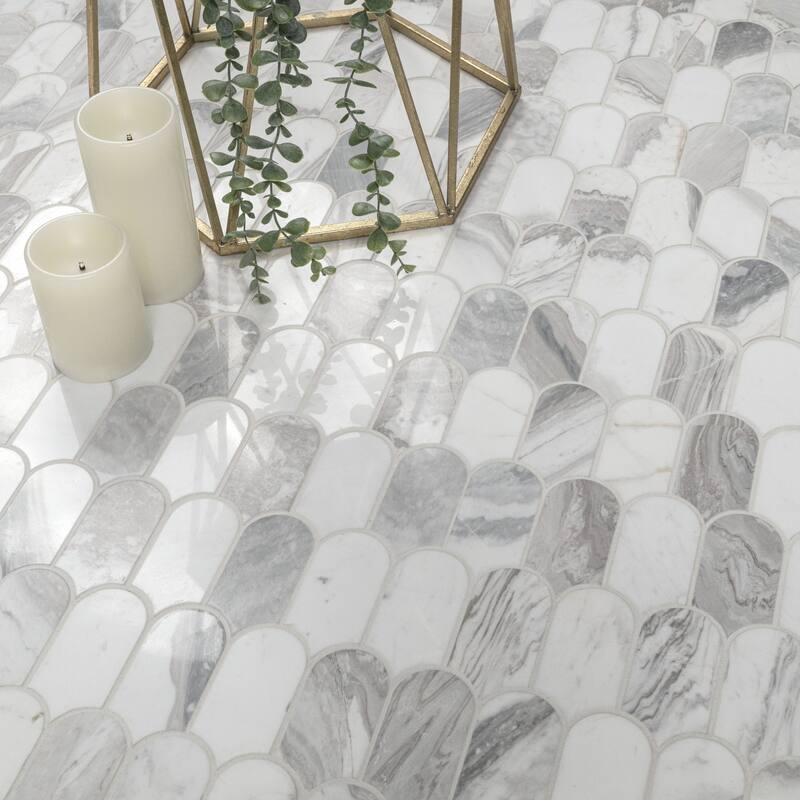 Ackland AKM-S-2X3SCP-CA 12" x 12" Marble Wave Floor and Wall Mosaic - Linarra