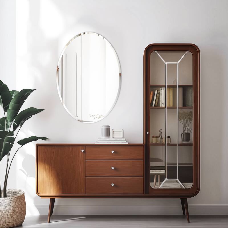 Frameless Bathroom Mirror Wall Mounted Modern Stylish Design with Contemporary Bevelled Edges