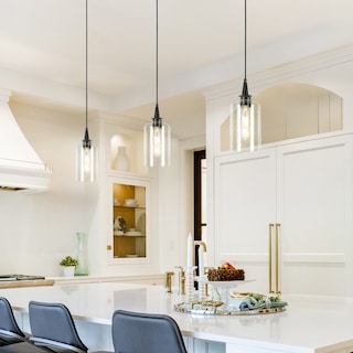 Modern Farmhouse 1-Light Hammered Glass Pendant Light for Kitchen Island Dining Room