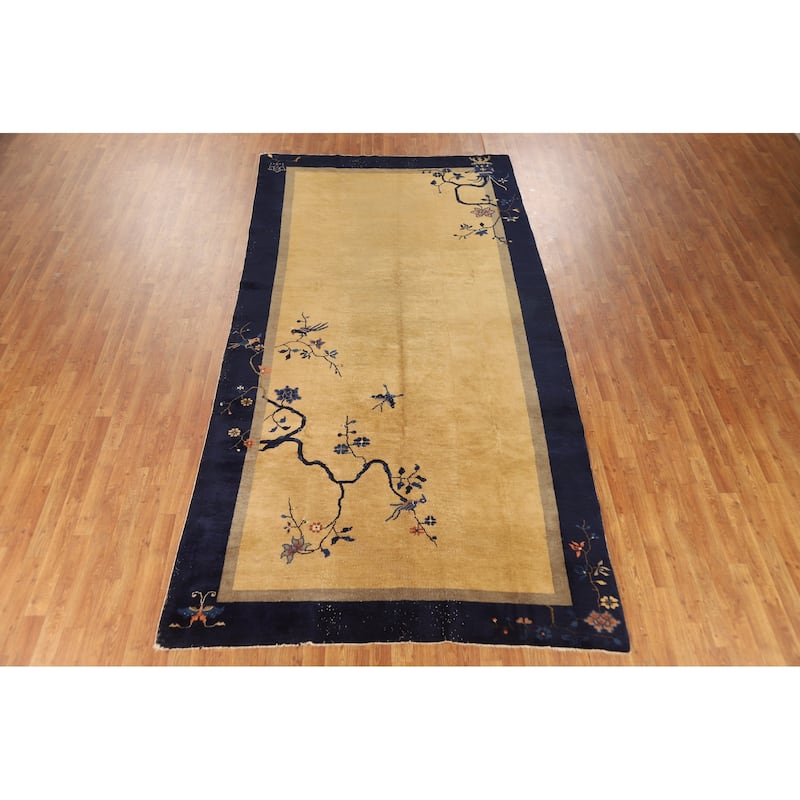 Vegetable Dye Art Deco Chinese Vintage Rug Hand-Knotted Wool Carpet - 6'0"x 11'8"