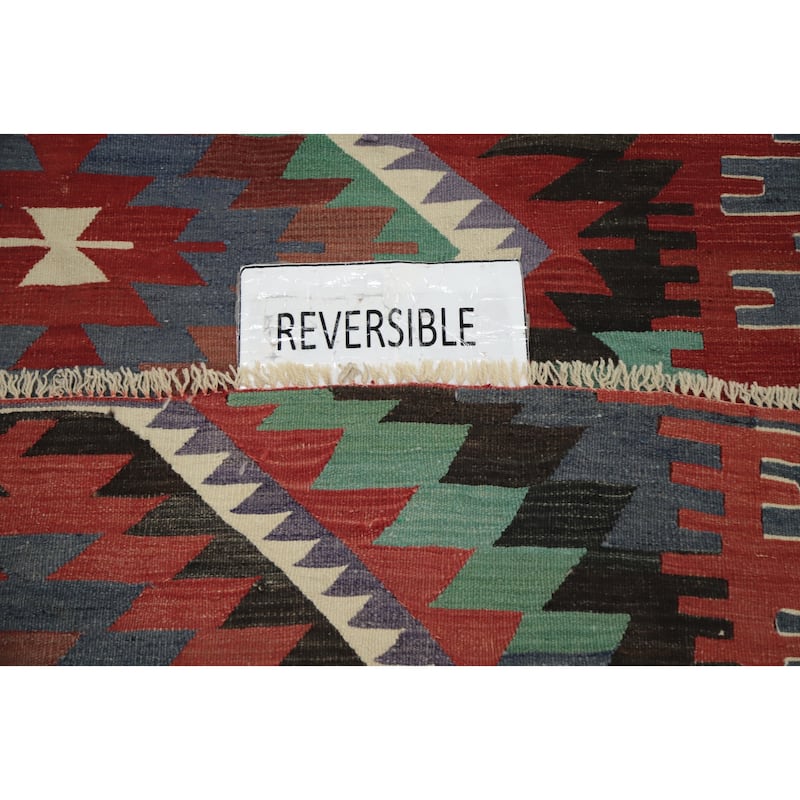 Hand Woven Oriental 100% Wool Carpet Southwestern Tribal Multi-Colored Kilim Area Rug - 10' 0'' X 5' 3''