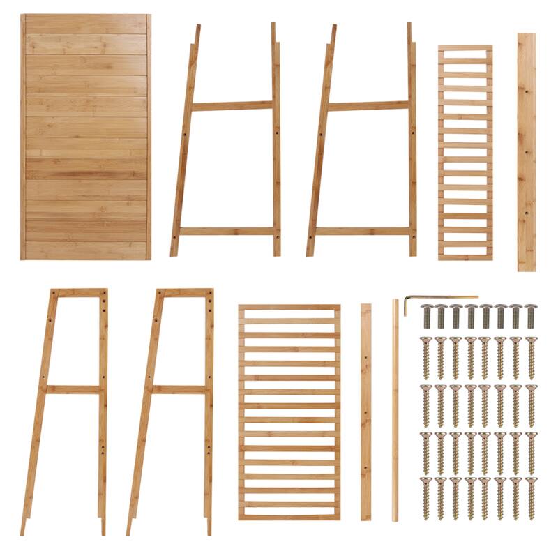 Bamboo Garment Hanging Rack with Storage Shelf for Home Organization