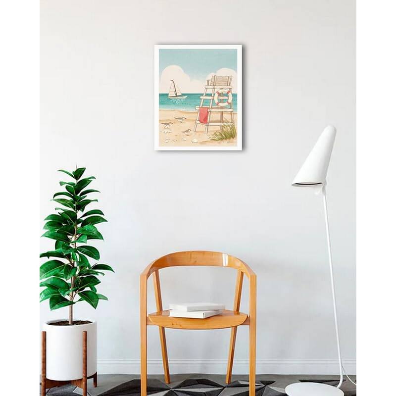 Beach Time III Framed Poster - 18 x 24 Inch - White