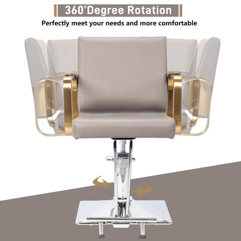 PVC Leather Stainless Steel Armrests Footrests Square Chassis Salon Chair - N/A