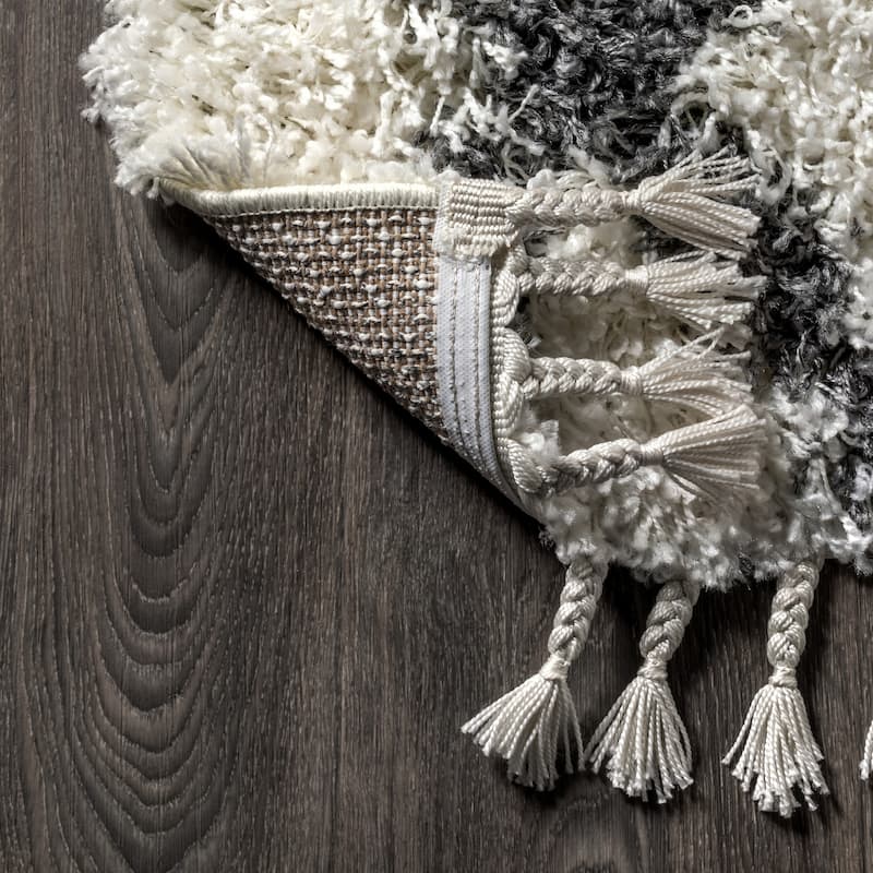 JONATHAN Y Modern Shag Plush Tassel Moroccan Geometric Trellis Area Rug