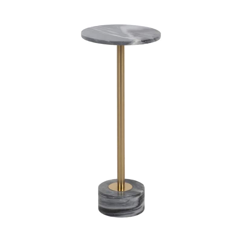 Modern End Table with Marble Top and Aluminum Base - 25" - 24.25"