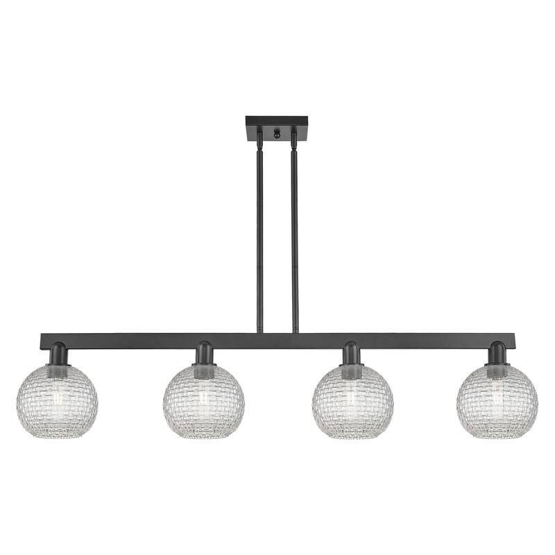Innovations Lighting Endless Possibilities Arcadia - Athens - 4 Light 51" Basketweave Stem Hung Island Light - Matte Black
