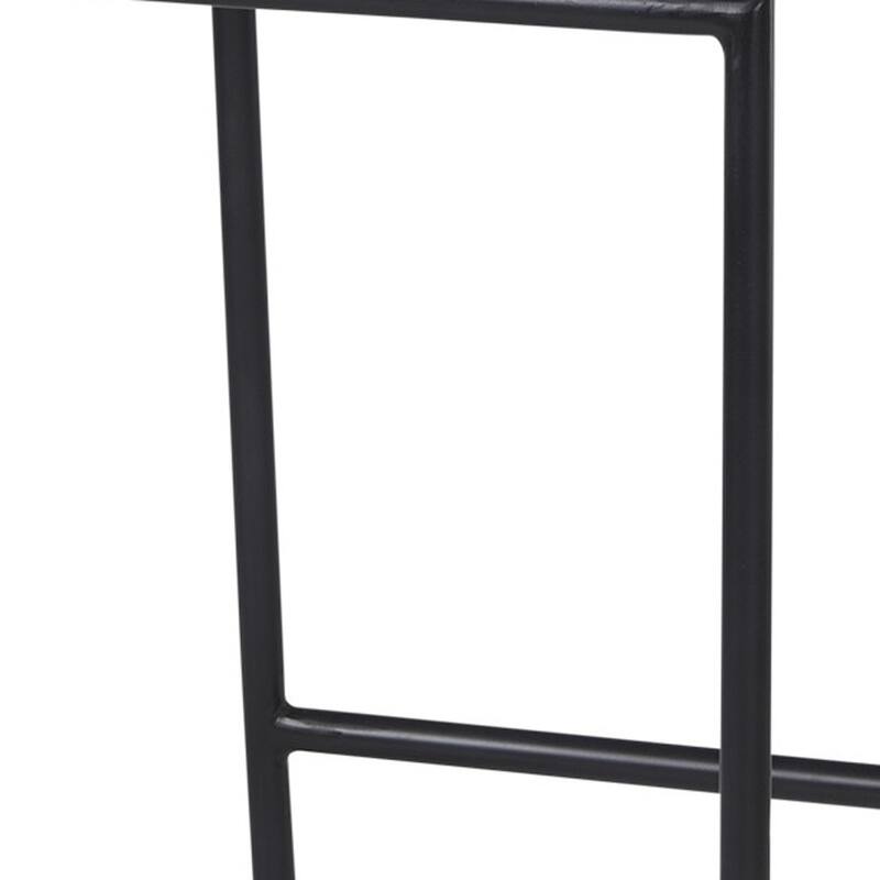 HomeRoots 25" Natural and Black Solid Wood and Metal Low Back Counter Height Bar Chair