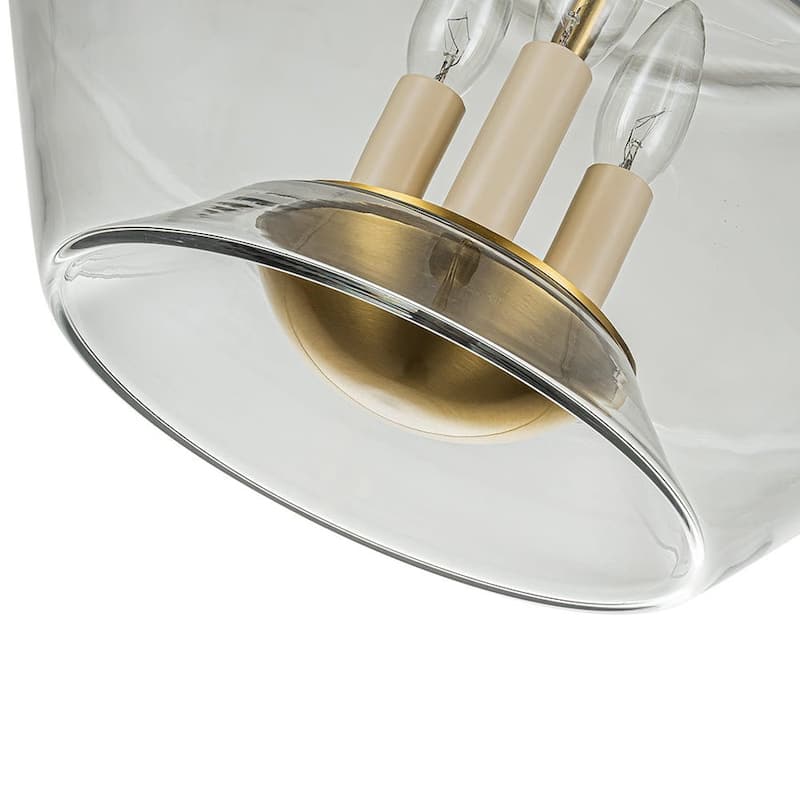30in Brass Mason Jar Geometric Clear Glass Shade Kitchen Pendant