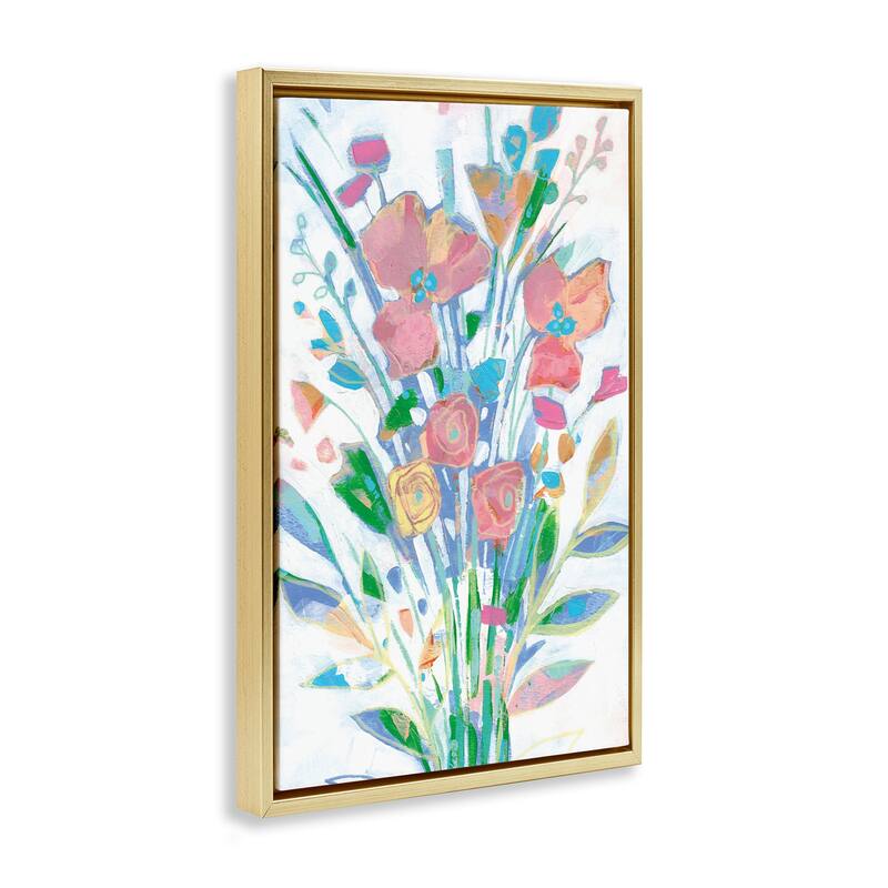 Stupell Pastel Joyful Bouquet Framed Floater Canvas Wall Art Design By Stephanie Fielden