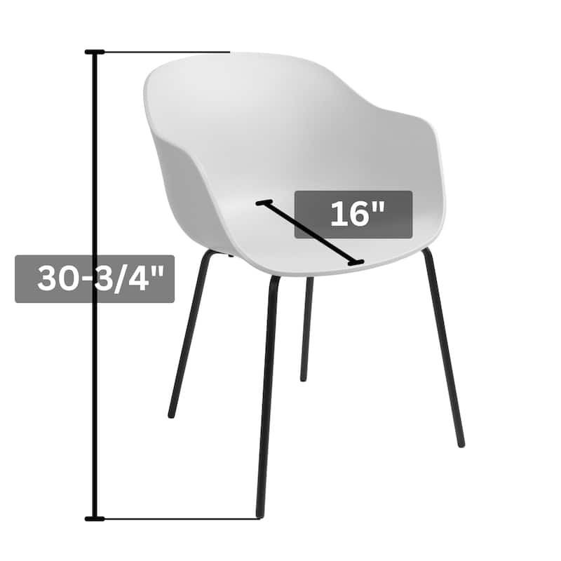Furnish Theory Curve-K ML Indoor/Outdoor Dining Armchairs Arm Chairs w Polypropylene Shell & Powder-Coated Steel Legs (Set of 2)