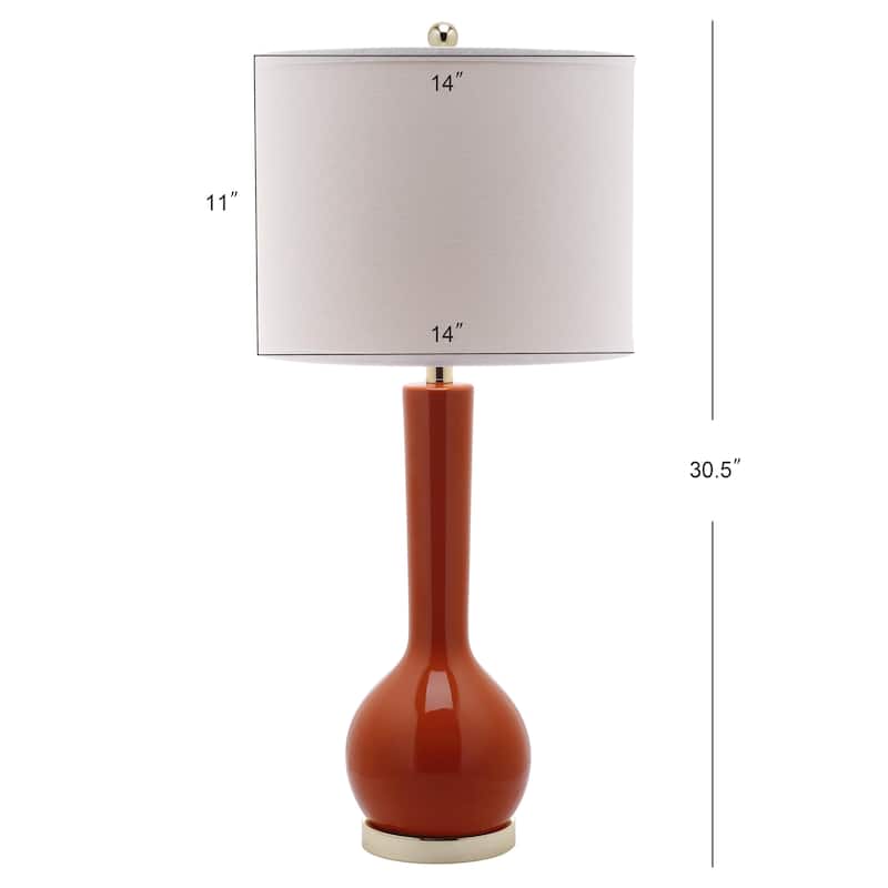 SAFAVIEH Lighting Brigid 31-inch Long Neck Ceramic White Table Lamp (Set of 2) - 14"x14"x30.5" - 14Wx14Dx31H