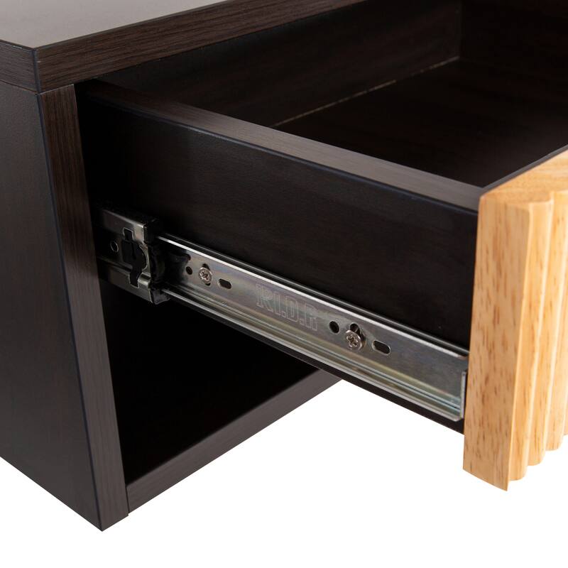 Ettore 15.71" Classic Contemporary Floating Wall Mounted Nightstand with Soft-Close Tambour Drawer and Cable Hole, by JONATHAN Y