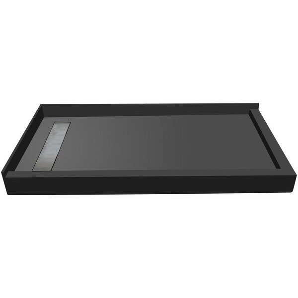 Tile Redi RT3048LDR-PVC Redi Trench 48" X 30" Corner Shower Pan with Double Curb and 2" Left-Side Drain - Tileable Drain