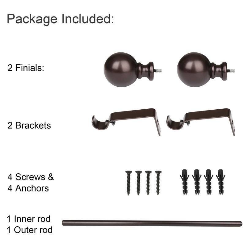 UTOPIA ALLEY 3/4 Inch Curtain Rod - Curtain Rods For Windows, Adjustable Drapery Rod