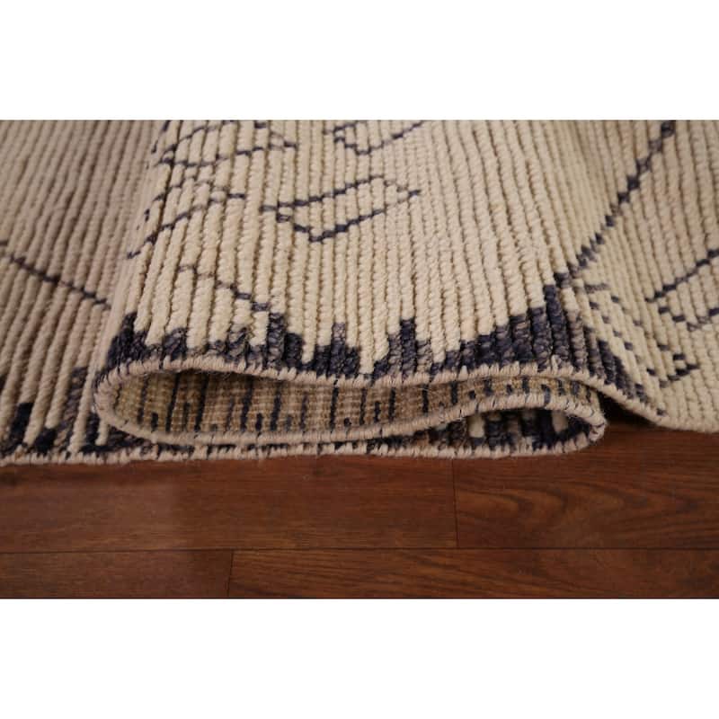 Trellis Moroccan Oriental Area Rug Handmade Geometric Wool Carpet - 9'0"x 12'5"