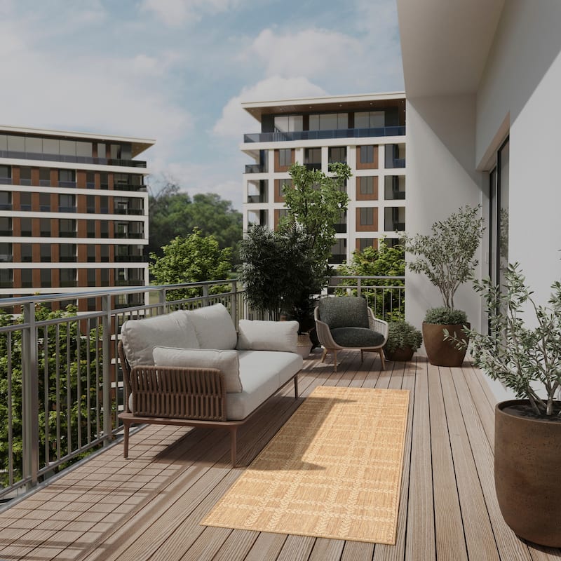 Nourison Horizon Indoor/Outdoor Geometric Area Rug - 2'2" x 8' - Natural