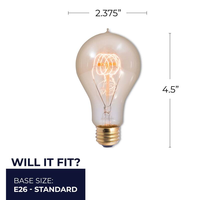 Bulbrite Pack of (4) Dimmable Antique Nostalgic Filament Incandescent Bulb - 25 Watt - Loop Filament A19 Medium (E26)
