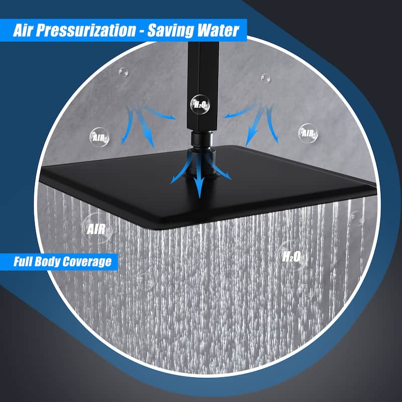 16" Square High Pressure Rain Shower Head,304 Stainless Steel Rain Shower Head