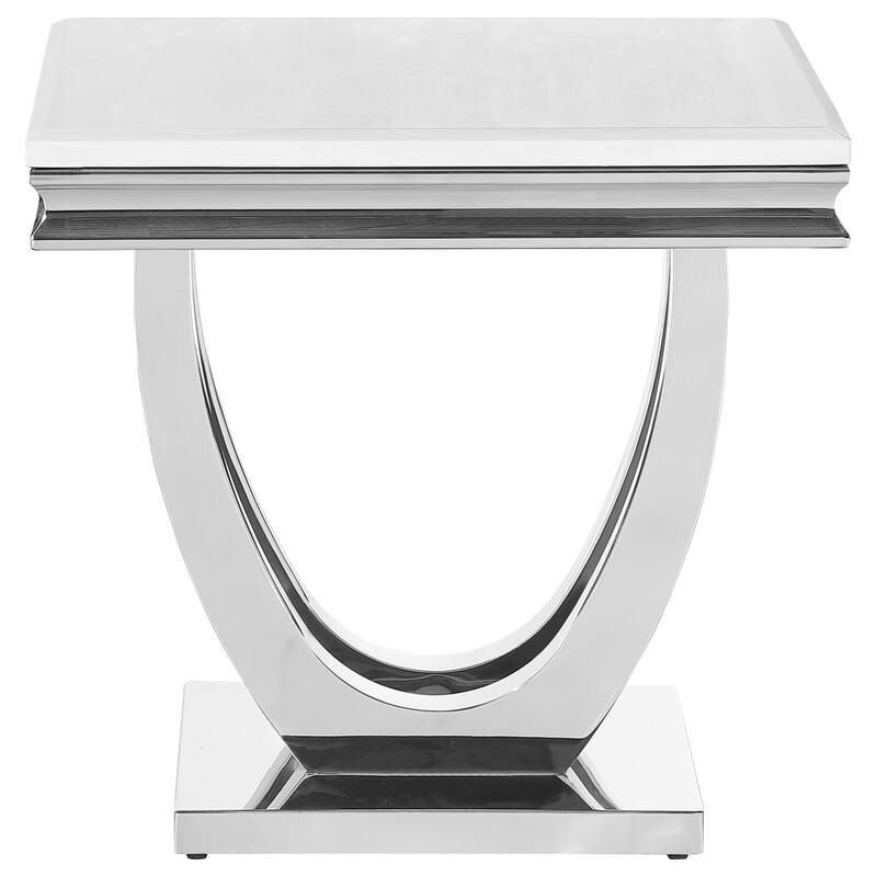 Kerwin Rectangular Sintered Stone Top Coffee And End Table Set Chrome