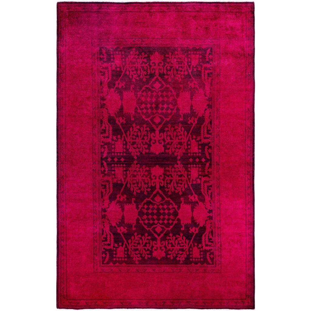 Overdyed One-of-a-Kind Hand-Knotted Area Rug - Pink - 6' 1" x 9' 5"