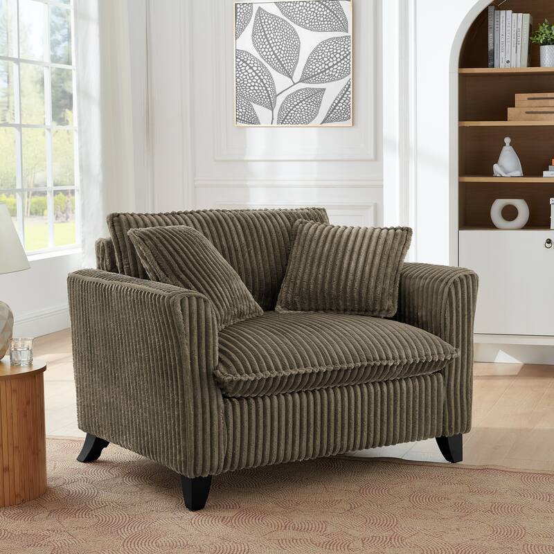 Lazy Sofa Chair Corduroy Accent Chair Deep Seat Upholstered Lounge Chair