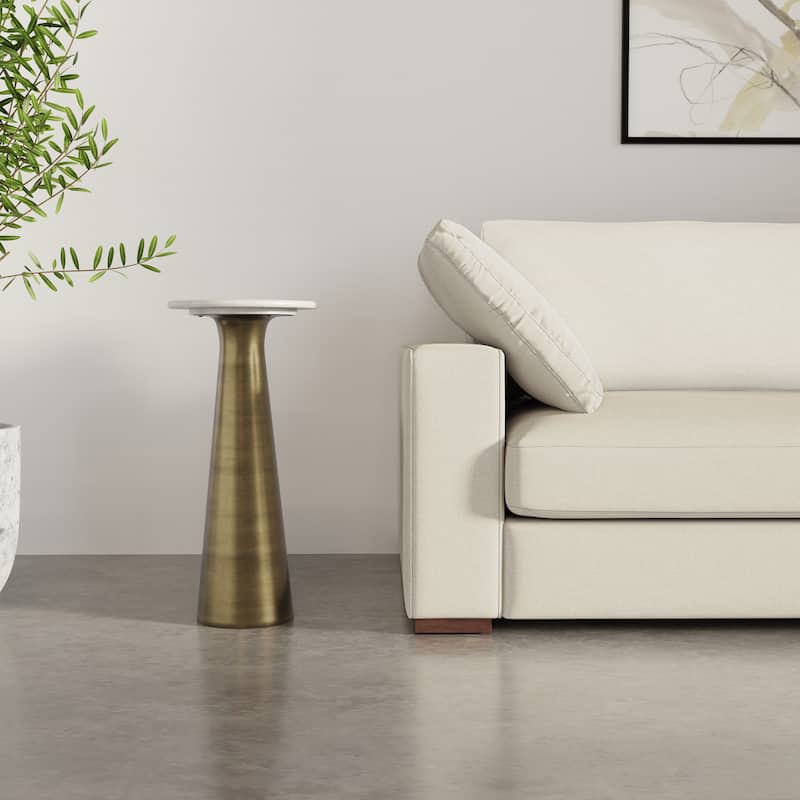 WYNDENHALL Leanna Modern 12 inch Wide Metal Side Table in Antique Brass - 12 inch Wide - Antique Brass