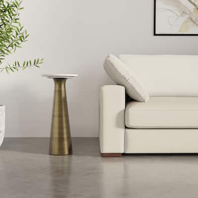 WYNDENHALL Leanna Modern 12 inch Wide Metal Side Table in Antique Brass - 12 inch Wide