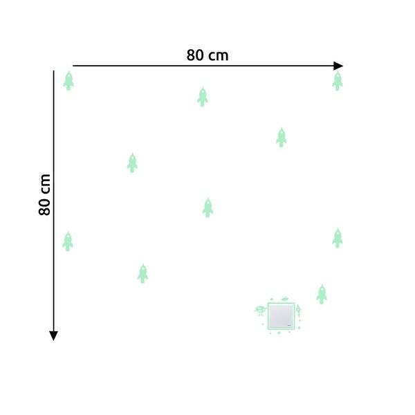 dimension image slide 2 of 3, Walplus Peel and Stick Wall Stickers Glow In The Dark Alien Rocket