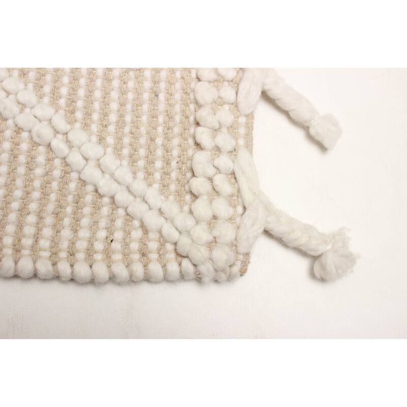 ECARPETGALLERY Braid weave Sienna Beige Wool Rug - 5'1 x 7'4