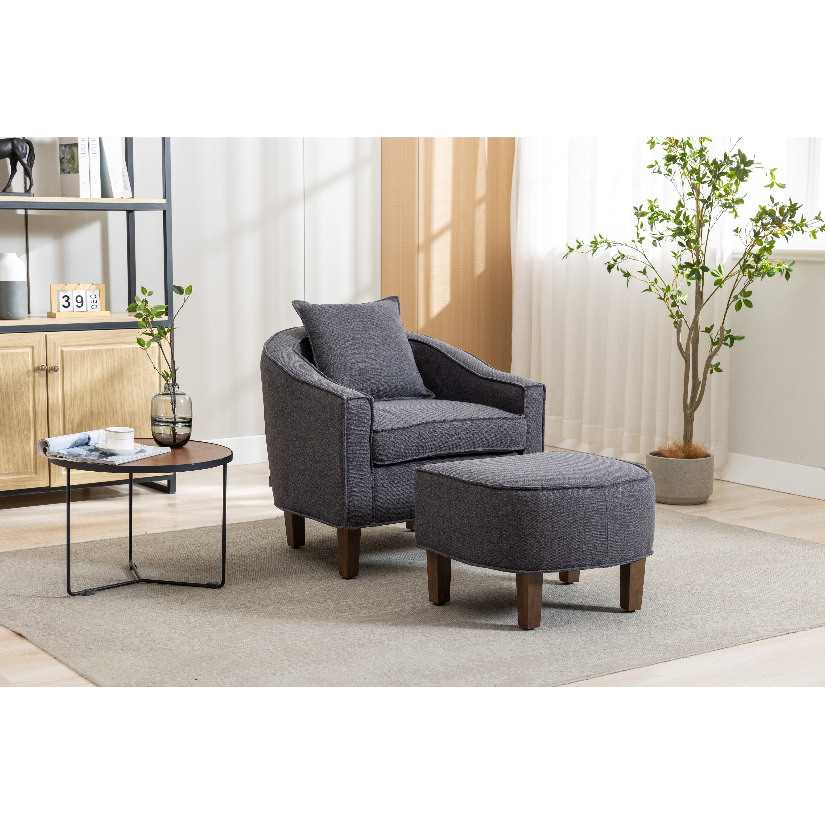 Barrel chair with ottoman new arrivals