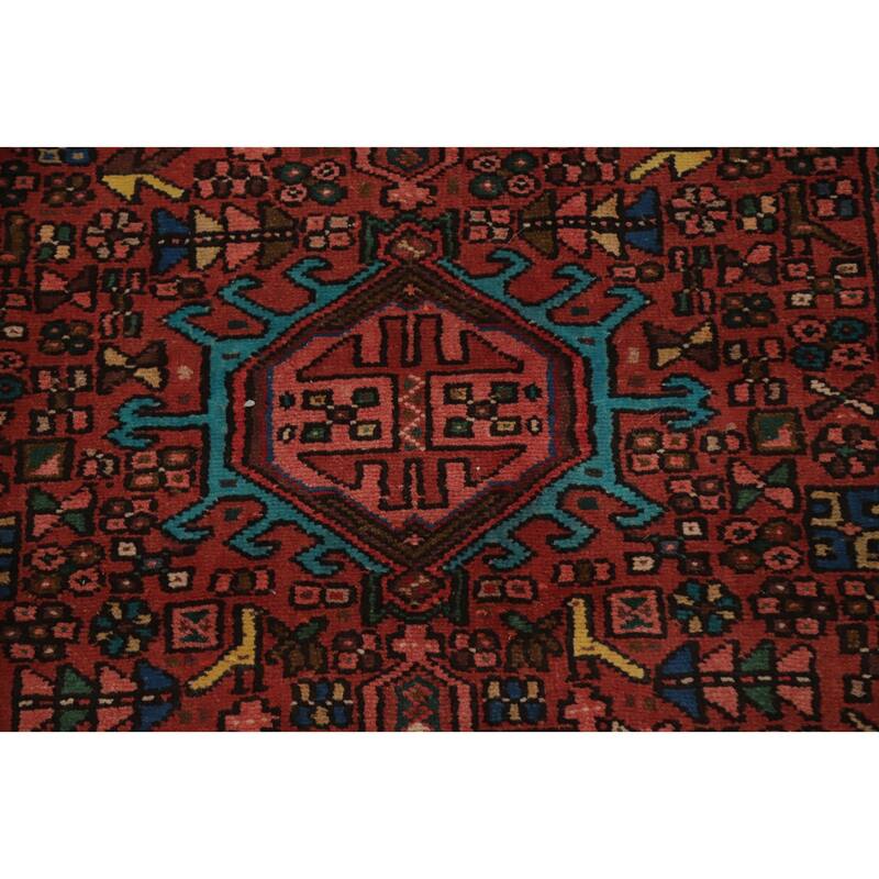 Hand Knotted Oriental 100% Wool Carpet Traditional Tribal Oranges & Rust Gharajeh Runner Rug - 9' 4'' X 2' 7''
