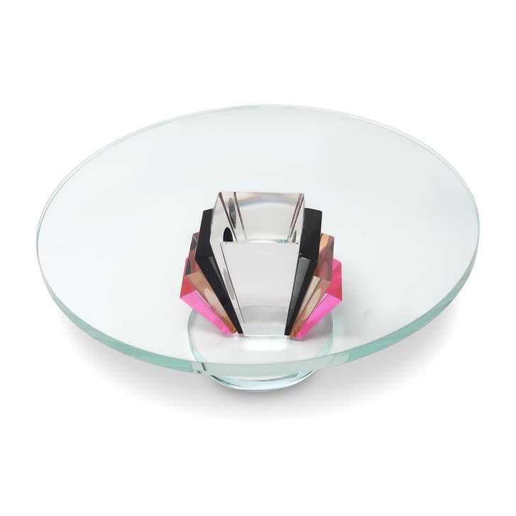 Tri Colored Base Crystal Cake Stand 11.75"D