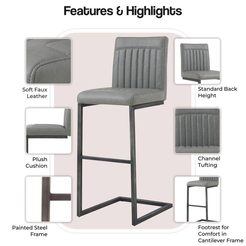 NPD Furniture Ronan Faux Leather Bar Stool (Set of 2)