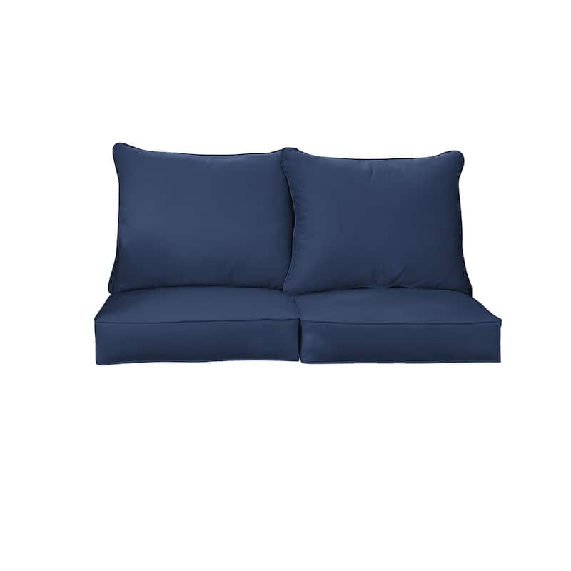 Sorra Home Sunbrella Outdoor Loveseat Pillow and Cushion Set - 23 in W x 27 in D x 5 in H - Canvas Navy