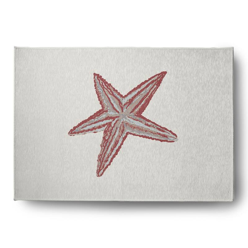 Starfish Nautical Chenille Rug - Ligonberry Red - 5' x 7'