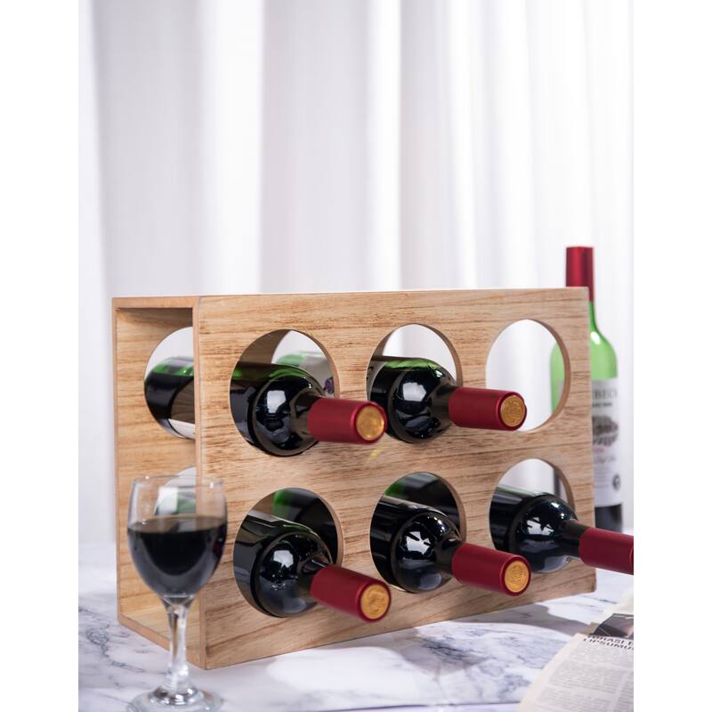 JoJo Fletcher 6 Bottle Countertop Wine Rack - Six Bottle All Wood