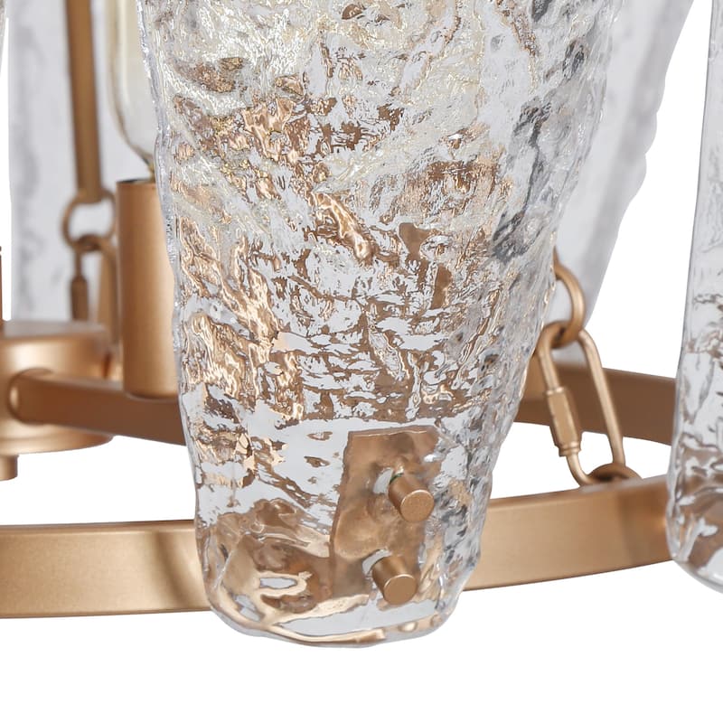 Fenro Modern Gold 6-Light Chandelier Glass Lights for Dining Room Bedroom - Brass Gold - D 27" x H 23.5"