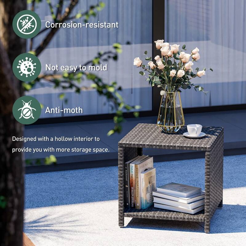 Pamapic 5-Piece Wicker Patio Conversation Set with Ottomans