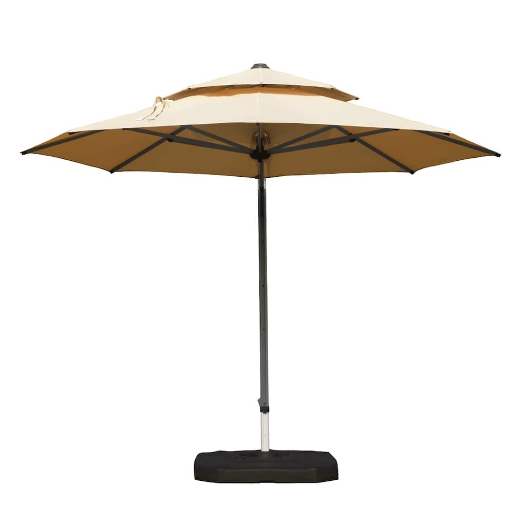 Rotating Cantilever Umbrella with Hydraulic Lift, UPF 50+ Sun Protection, Beige