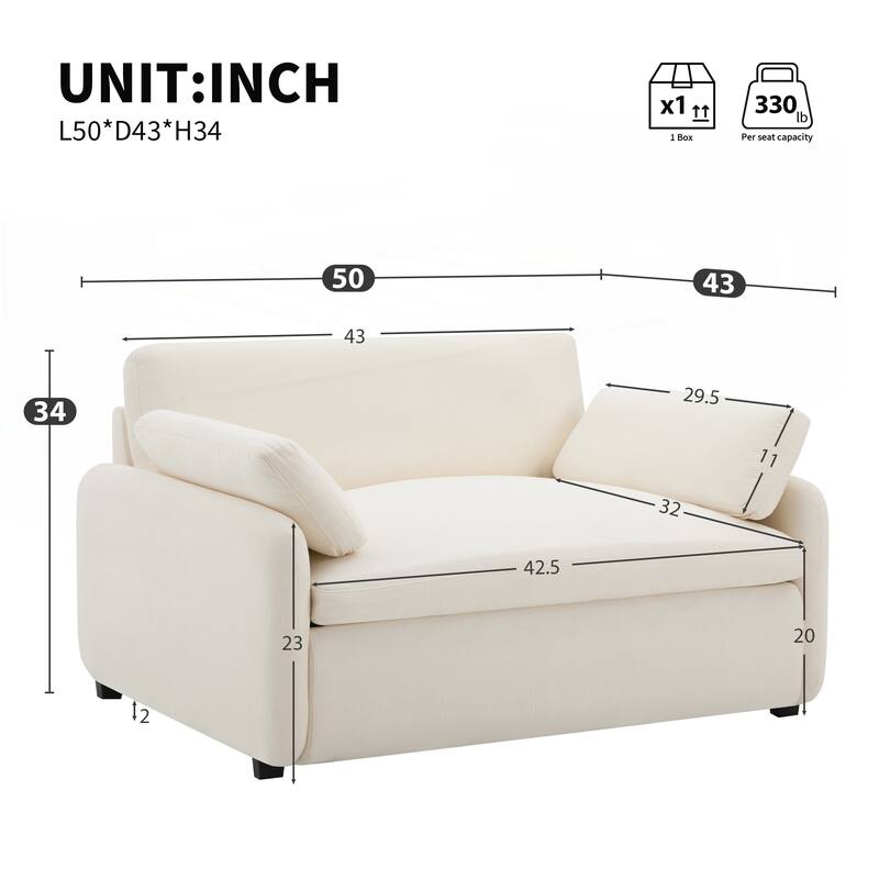 Oversized Chenille Single Sofa Chair