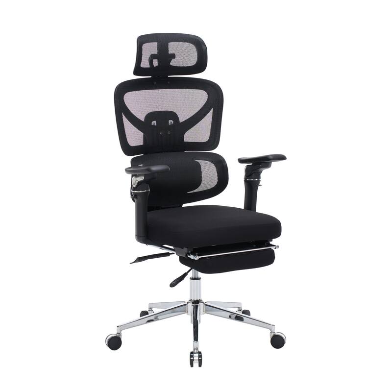Ergonomic Home Office Desk Chair with Massage Lumbar Support,4 D Headrest, Adjustable Back High and Seat Depth - Black