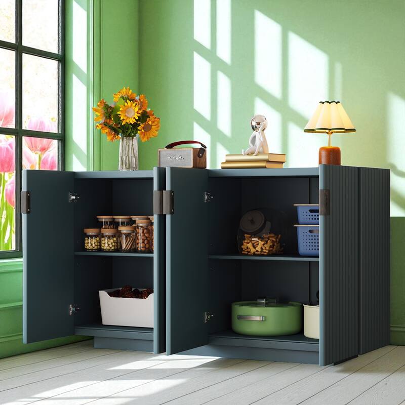 4-Door Sideboard Buffet Cabinet with Adjustable Shelves, Ample Storage, and Retro Copper Handles - 59.80" MDF