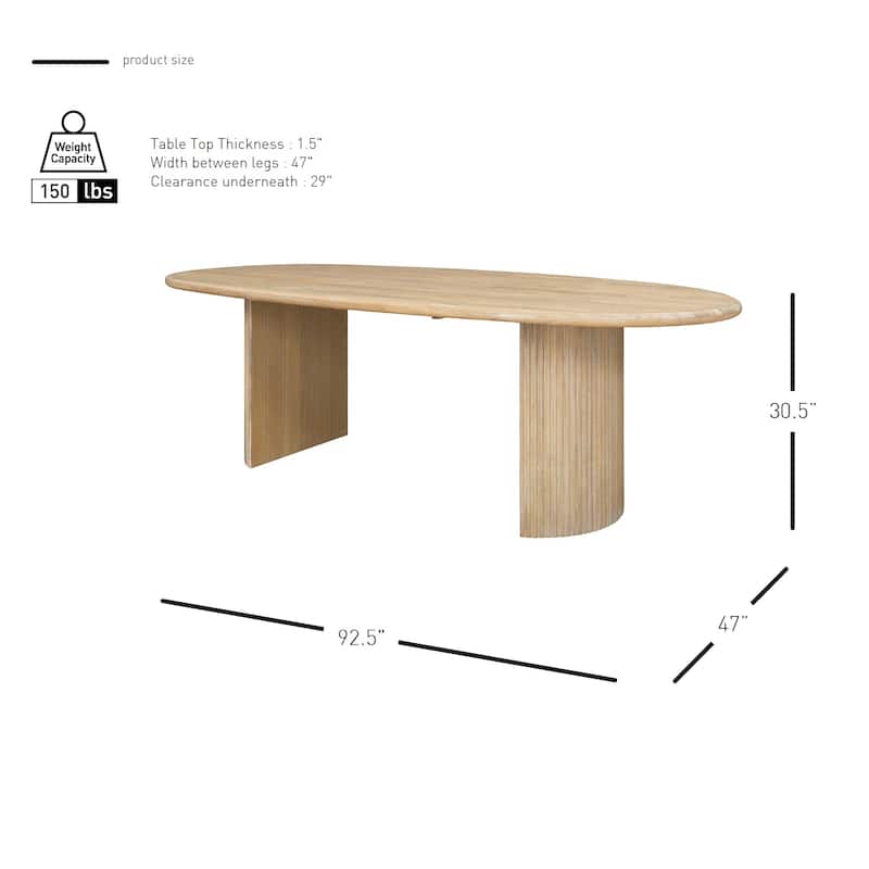 NPD Furniture Aniston 92.5 Inch Oval Dining Table - Natural Whitewash