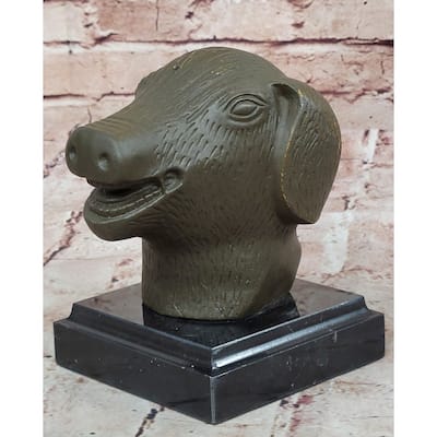 Bronze Pig Boar Head Statue Realistic Farmhouse Sculpture Decor